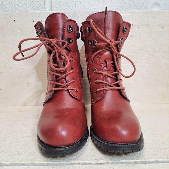 Momo Chelsea Boots Red With Plaid Block Heel Women's Size 10M - Picture 4 of 11